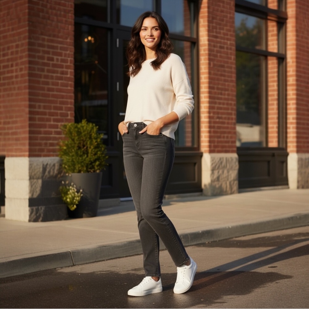 Madewell Mid Rise Stovipe Jeans 
Women's Size 33 US Black Stretch Denim Raw Hem